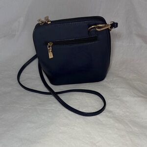 Navy Crossbody Shoulder Bag with Gold Hardware